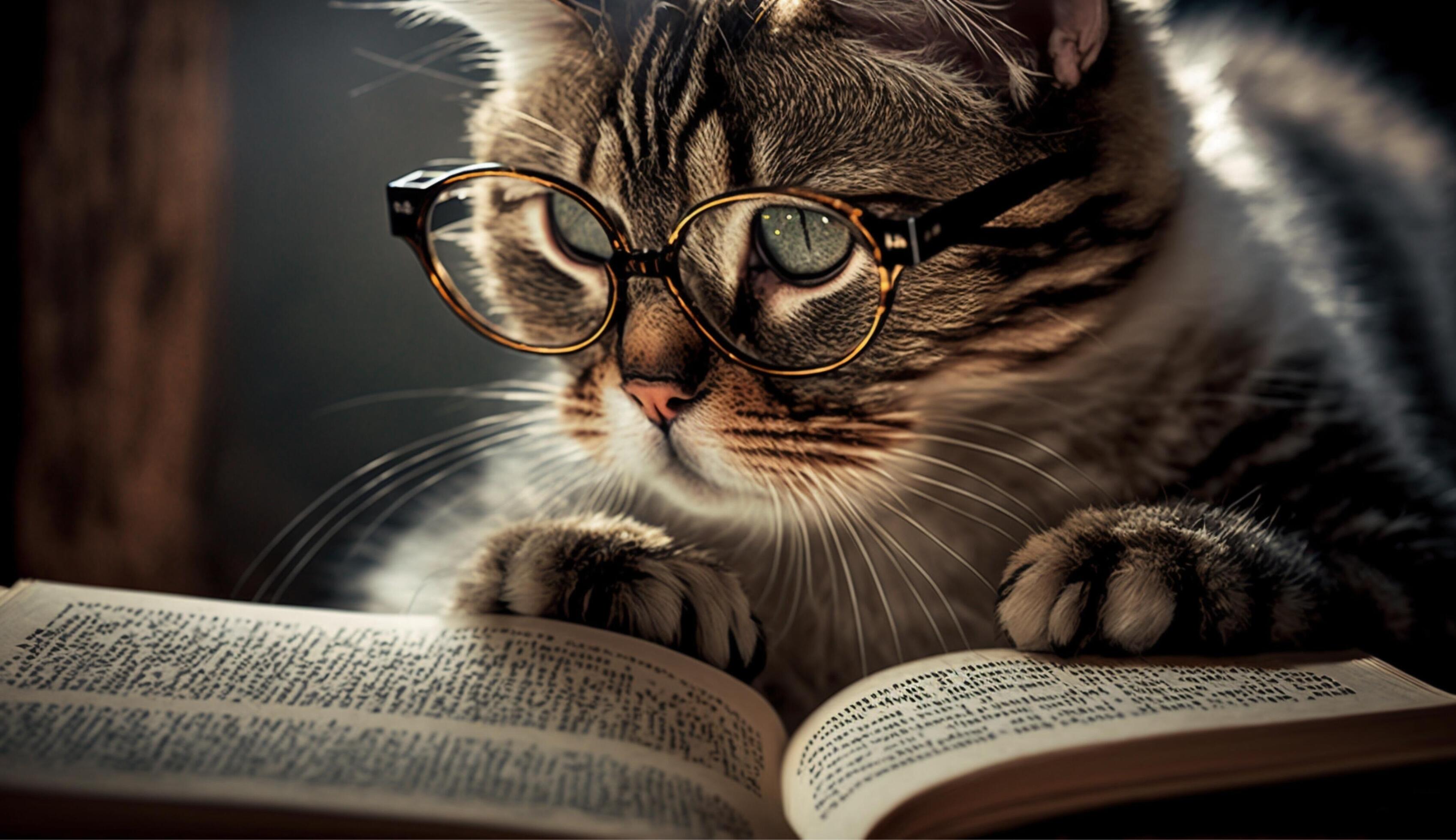 cats wearing glasses