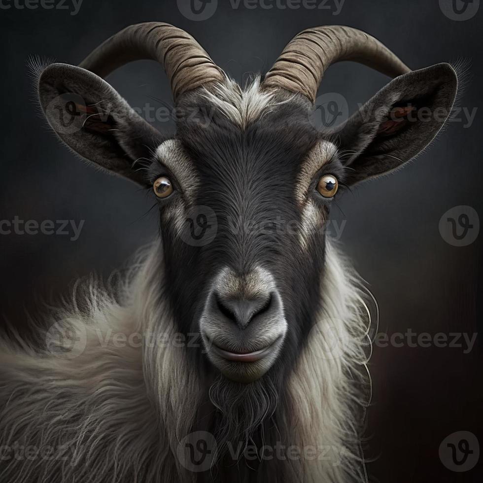 crazy goat portrait generative A I photo