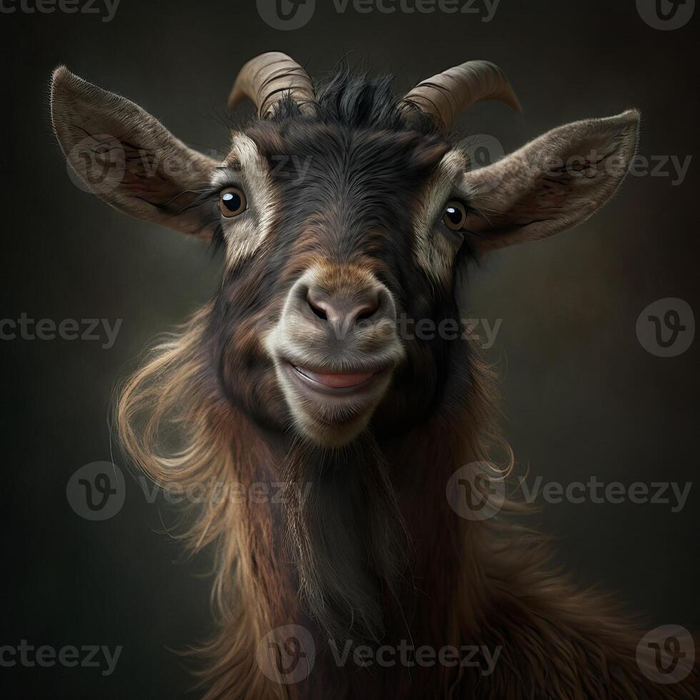 crazy black goat portrait photo