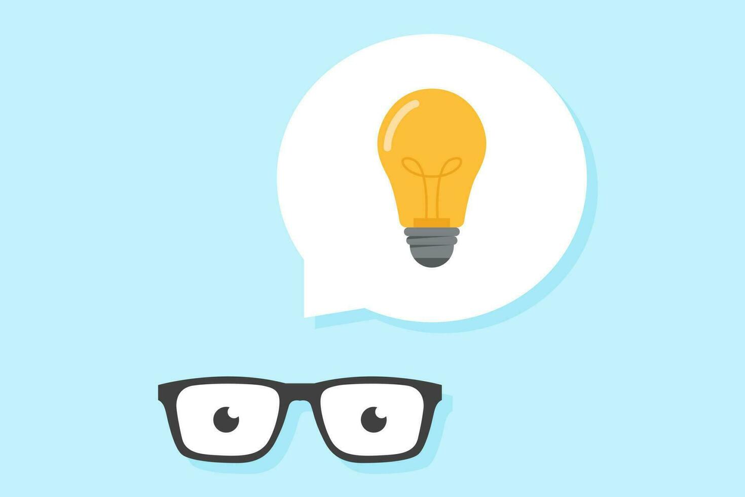 Creative business idea illustration vector flat, eye glasses, light bulb, flat design vector illustration