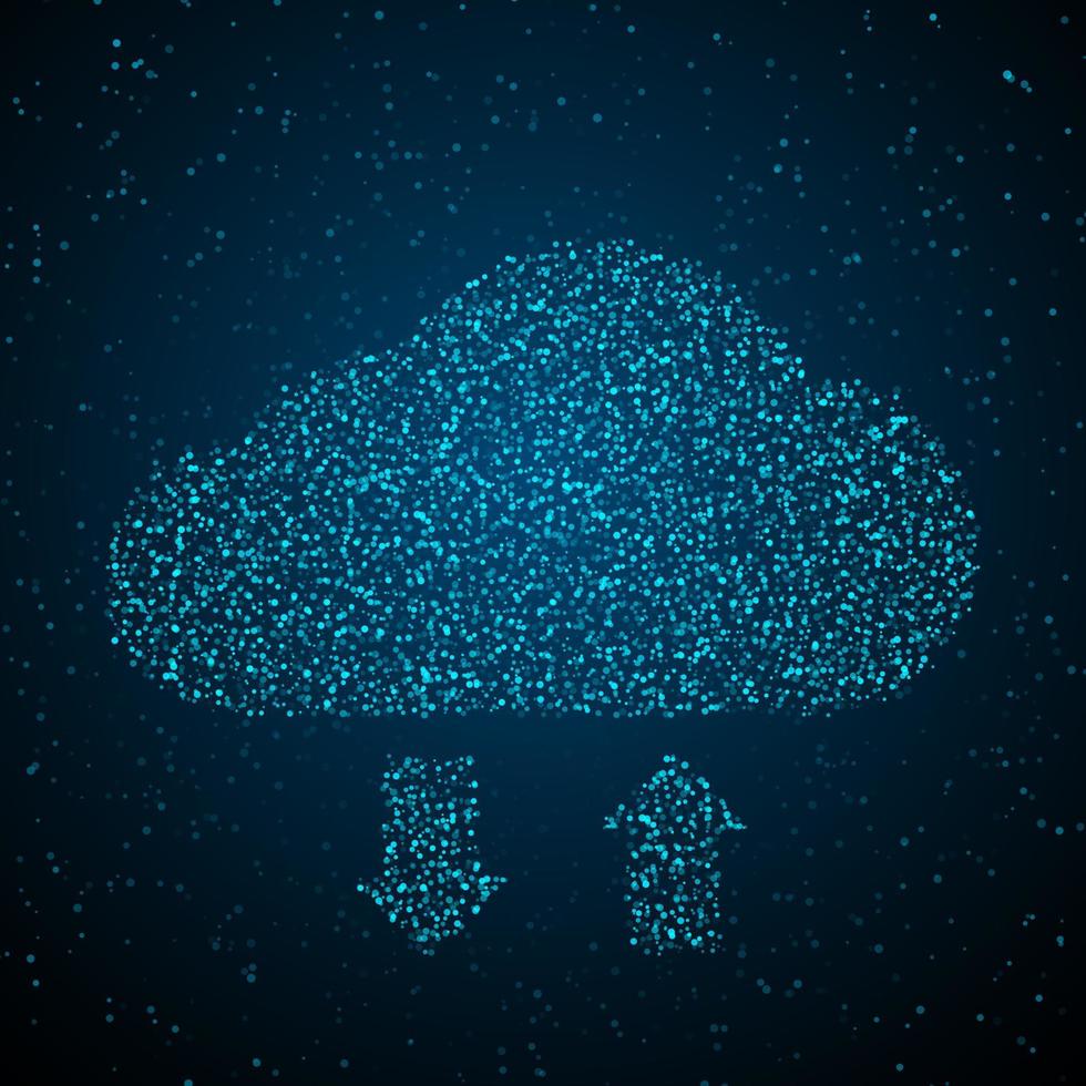 Cloud synchronization. Global structure of data storage. Web or Internet concept. Technology background. Vector illustration