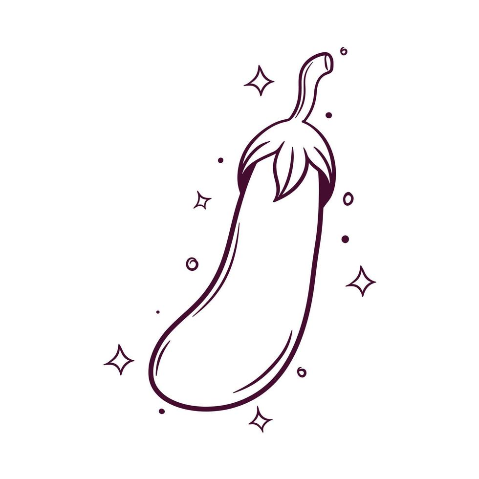 Eggplant. Hand Drawn Vector Illustration