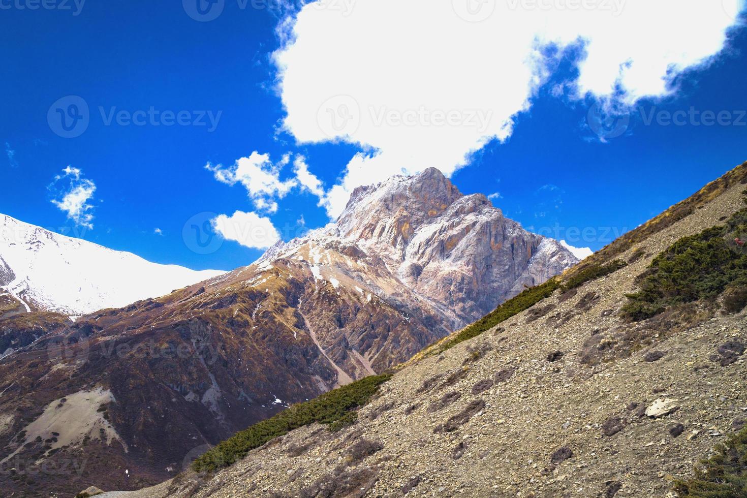 rocky mountain and blue sky photo