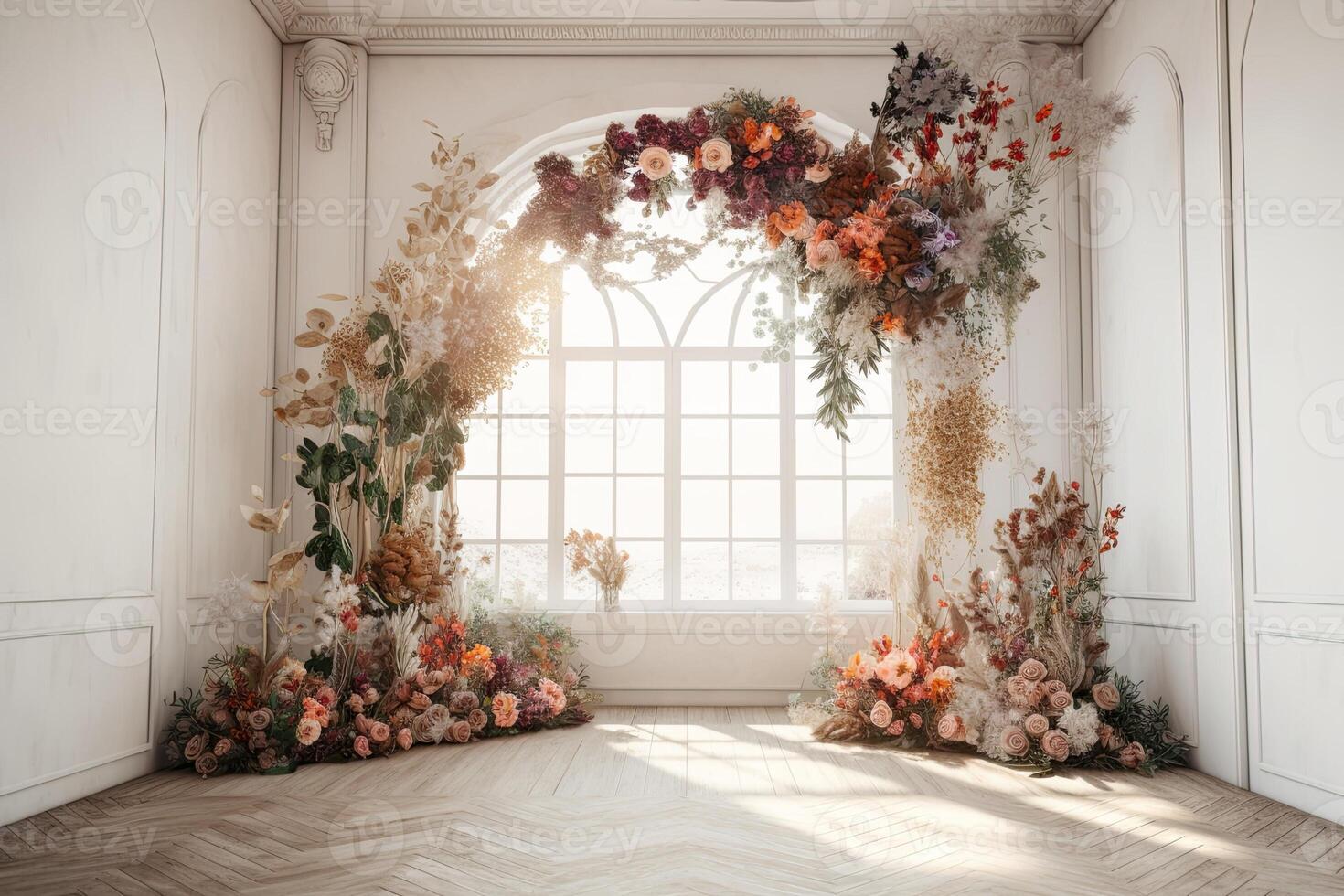 wedding backdrop aesthetic flower decoration indoor studio ...