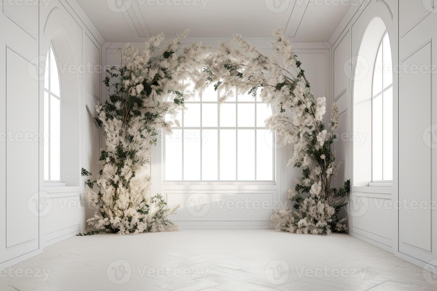 wedding backdrop aesthetic flower decoration indoor studio background photo