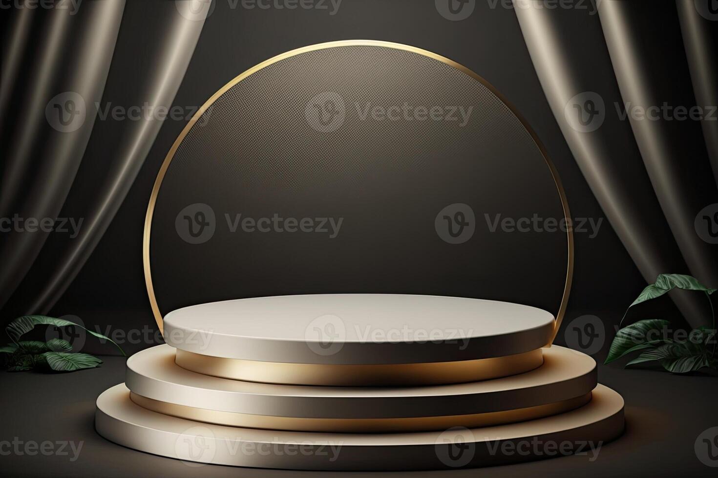 Circle round podium stage platform gold luxury product placement display Made with photo