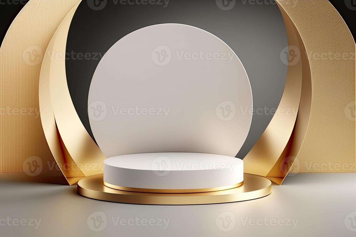 Circle round podium stage platform gold luxury product placement display Made with photo