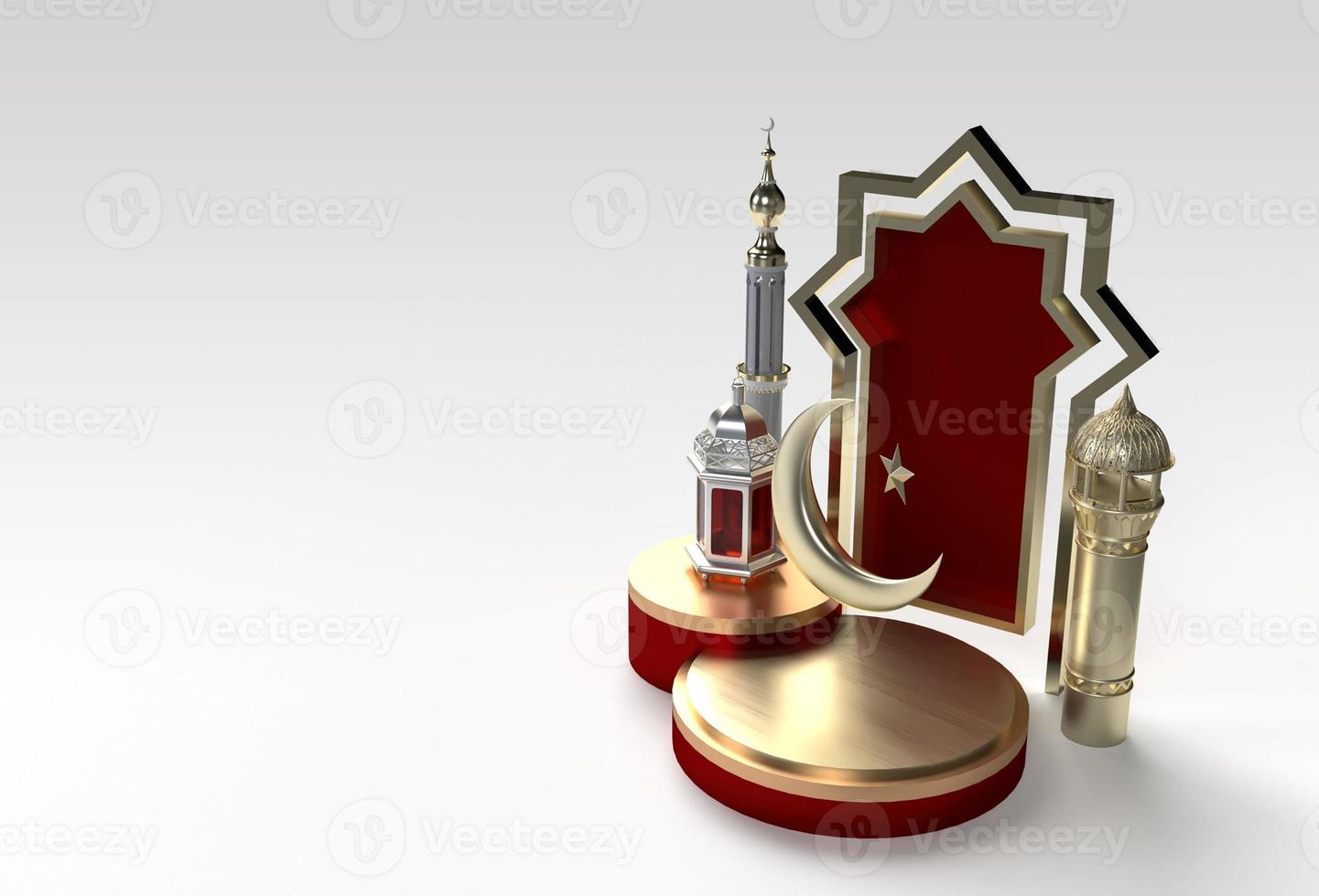 Ramadan kareem 3d podium stage islamic holiday eid celebration render photo