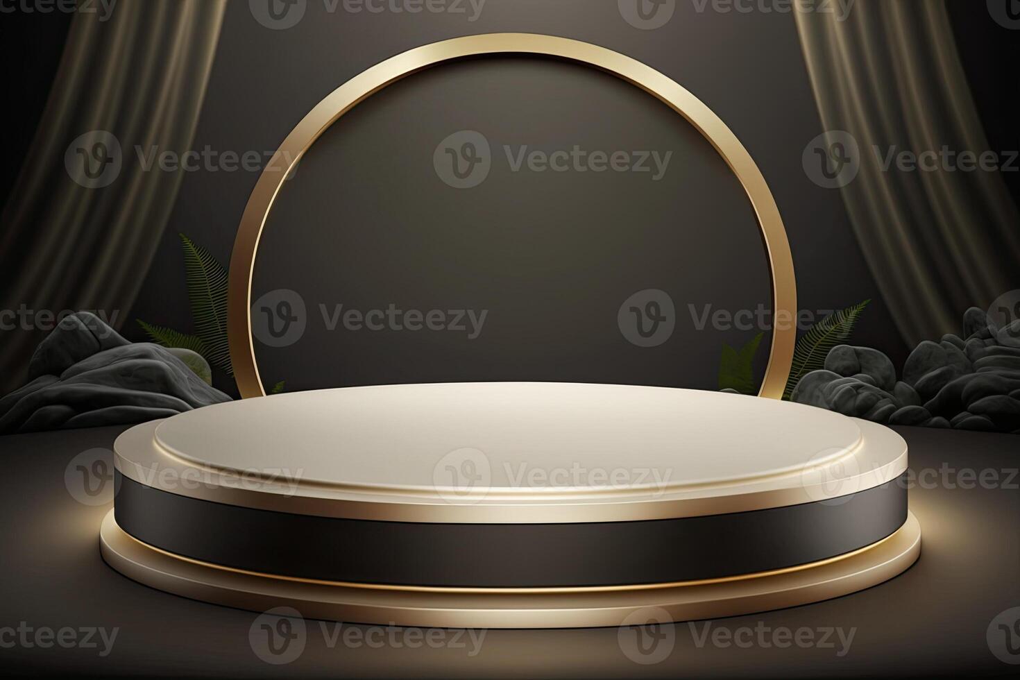 Circle podium stage platform luxury gold product placement display Made with photo