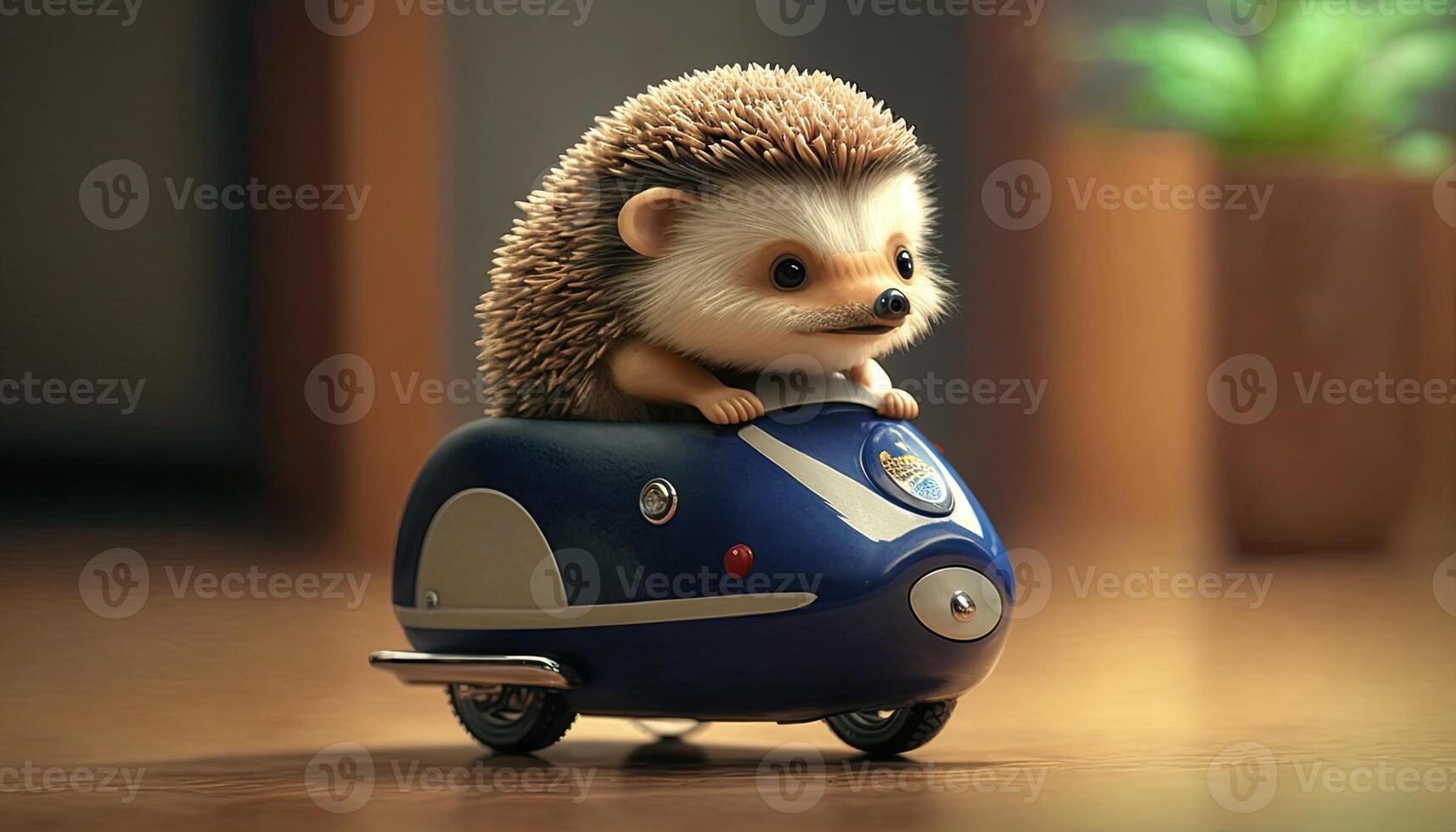 Cute 3d animal hedgehog riding bicycle Made with photo