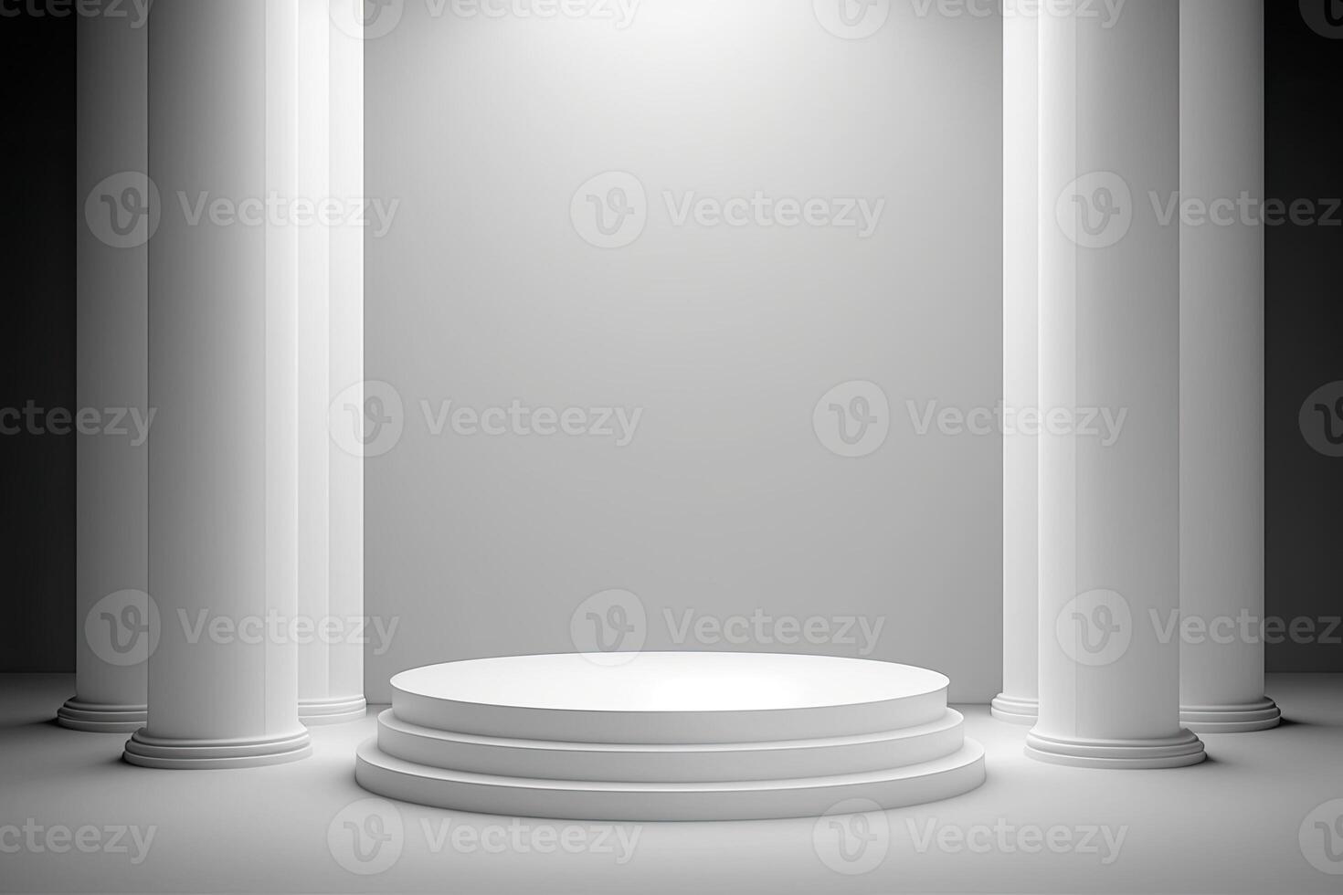 Round empty podium platform product display luxury white gray minimalist Made with photo