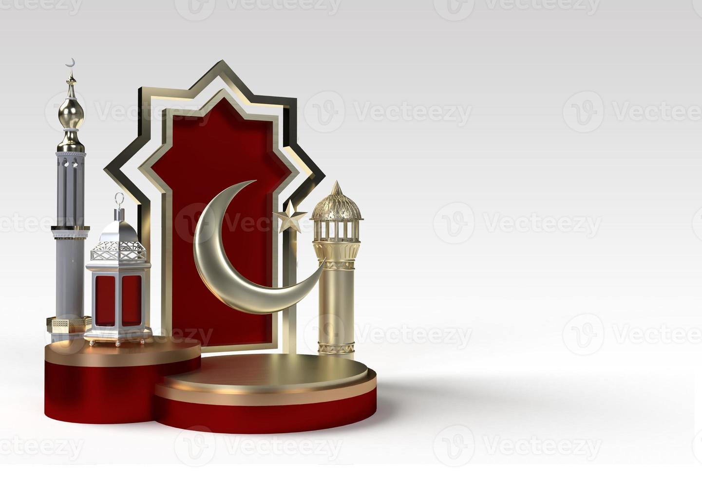 Ramadan kareem 3d podium stage islamic holiday eid celebration render photo