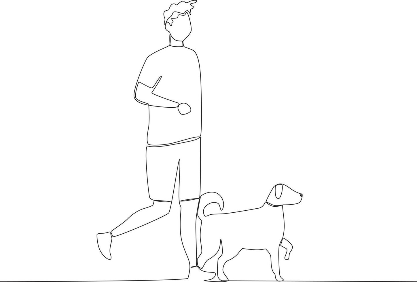 A man playing run with his dog vector