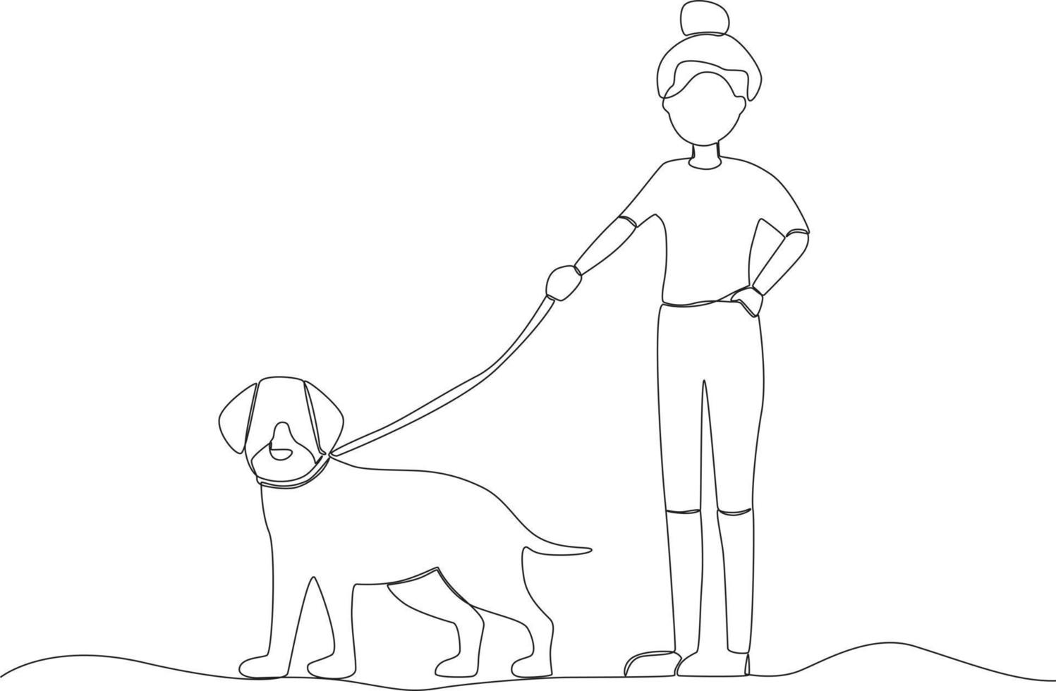 A woman playing with her dog vector