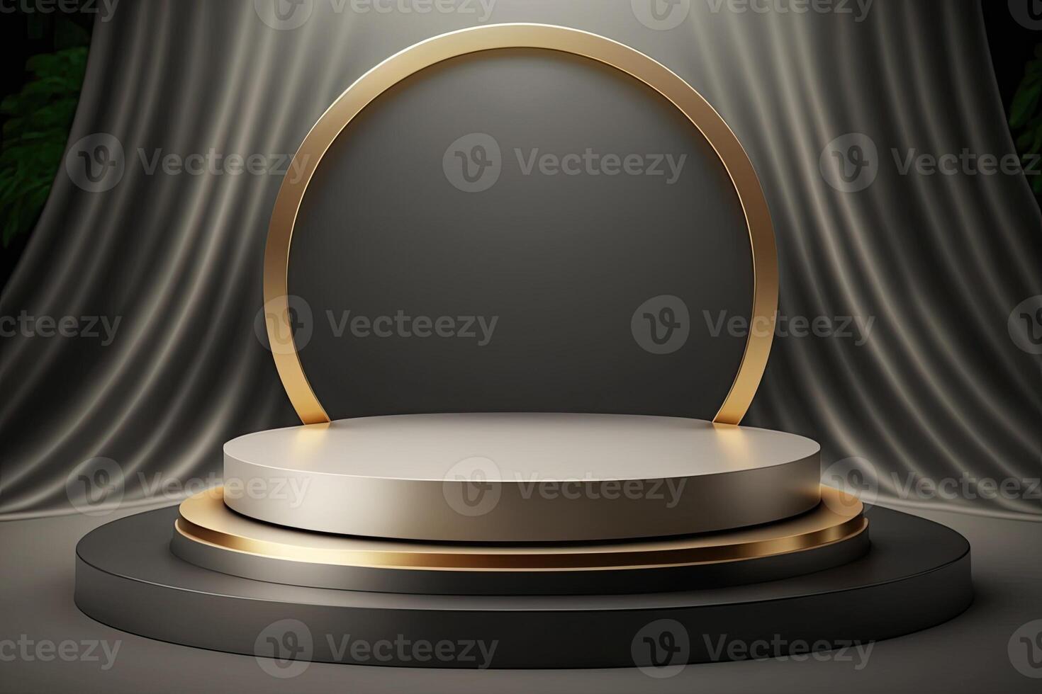 Circle podium stage platform luxury gold product placement display Made with photo