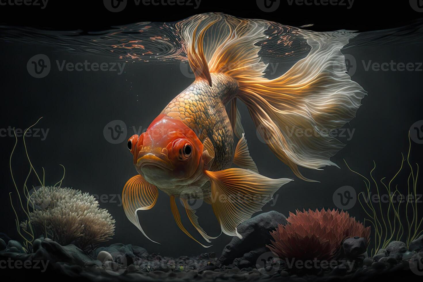 Orange koi fish underwater background Made with photo