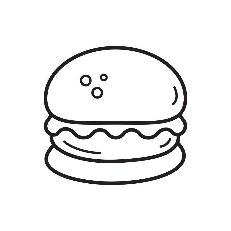 Hand Drawn Burger Icon Outline Style Vector Illustration