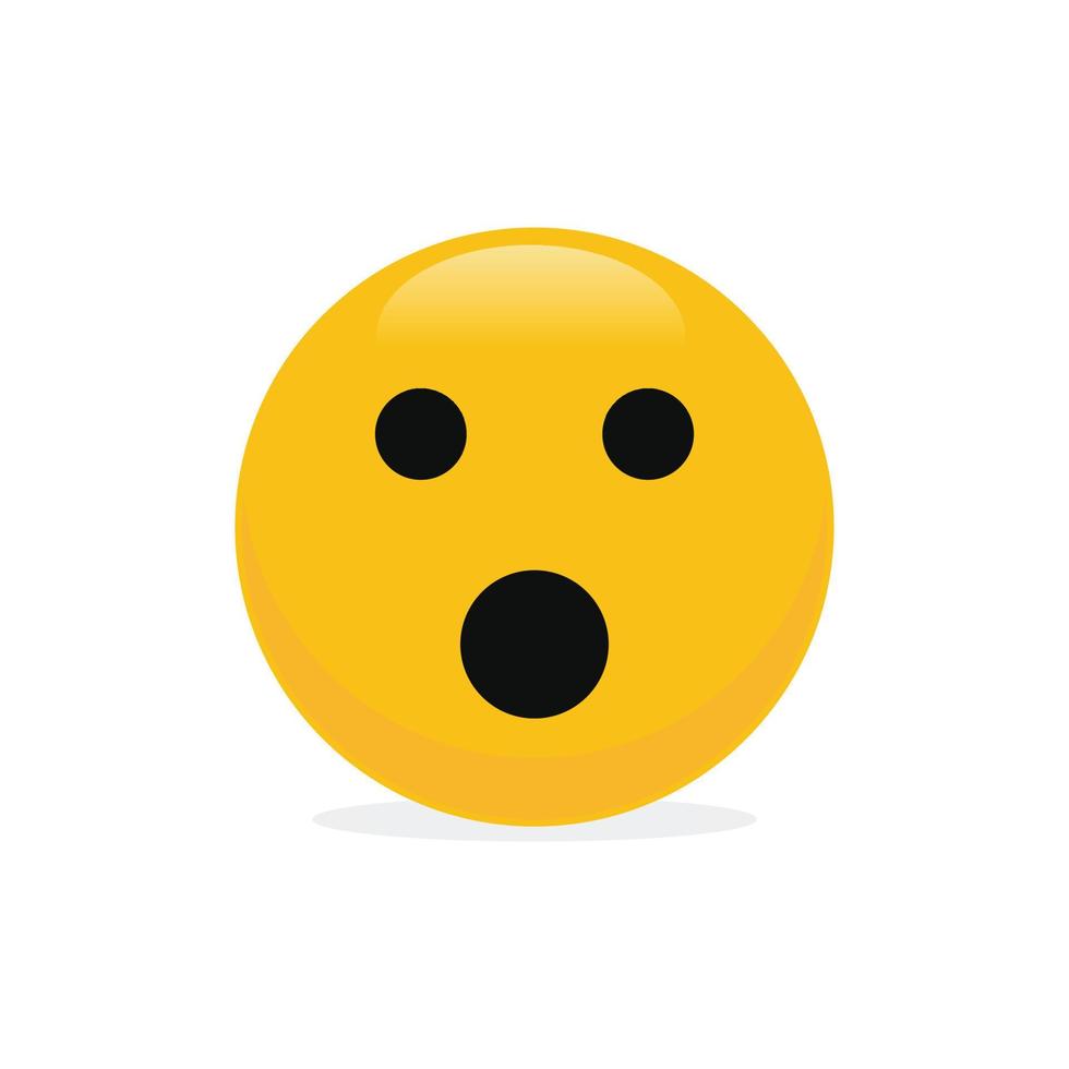 Surprised face emoticon icon vector