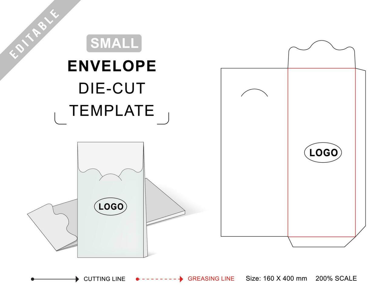 Envelope die cut template vector