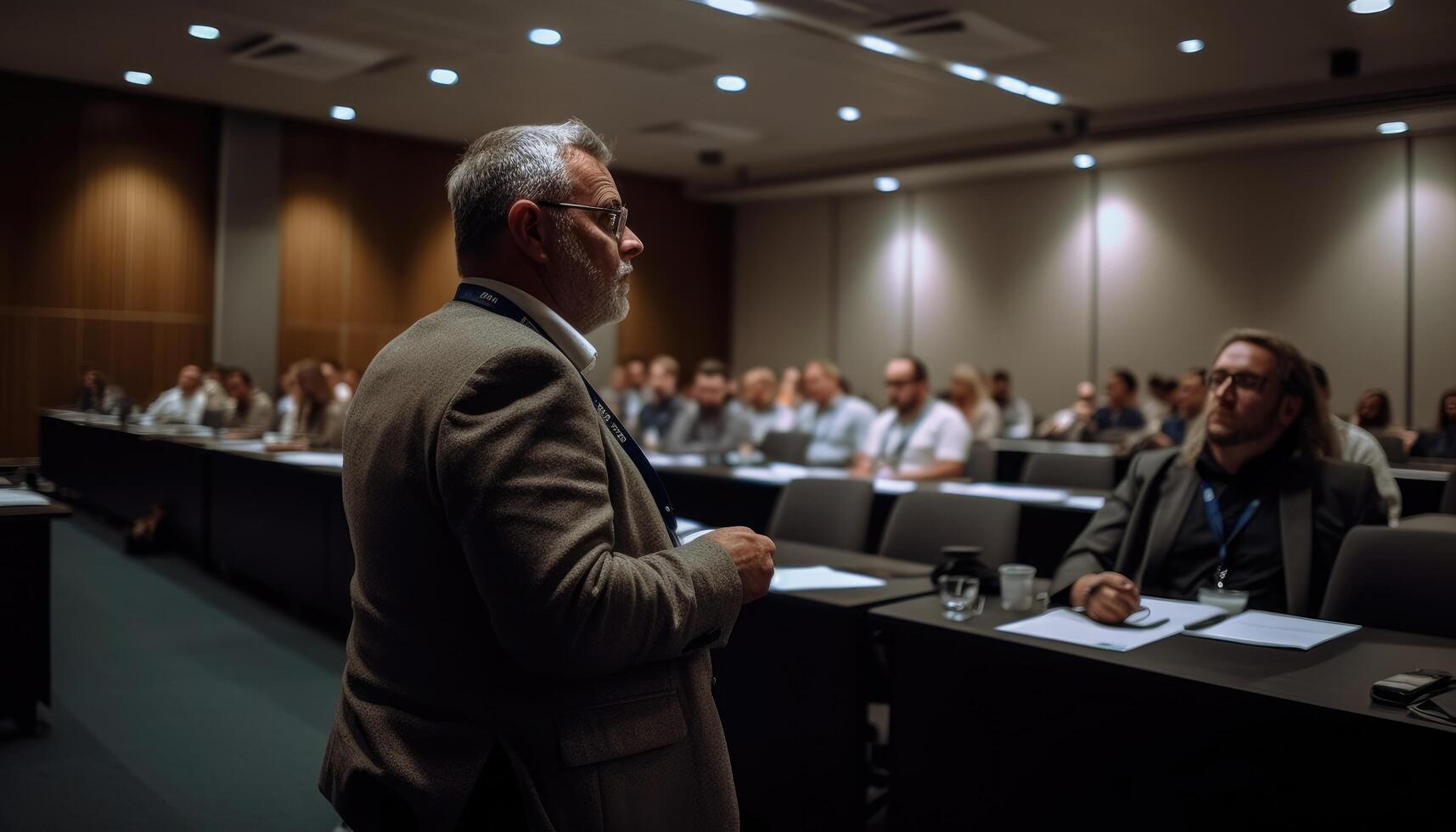 A business person attending a conference, promoting professional growth. photo