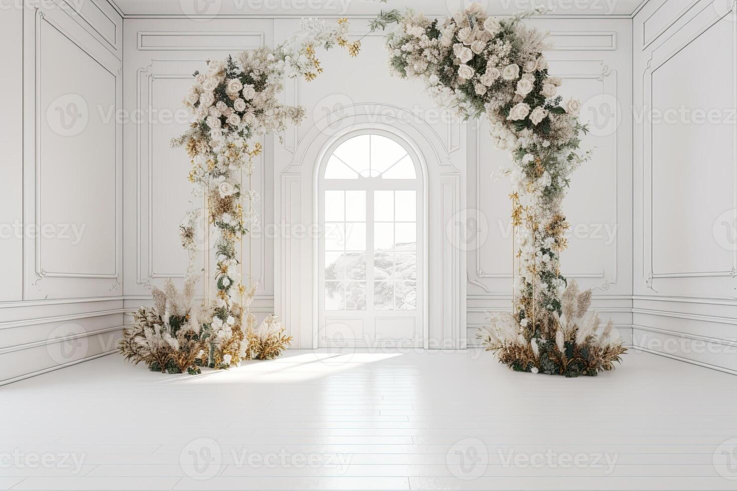 wedding backdrop aesthetic flower decoration indoor studio background photo