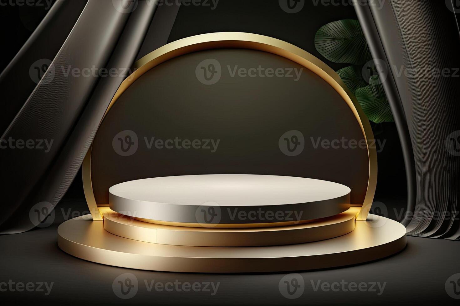 Circle podium stage platform luxury gold product placement display Made with photo