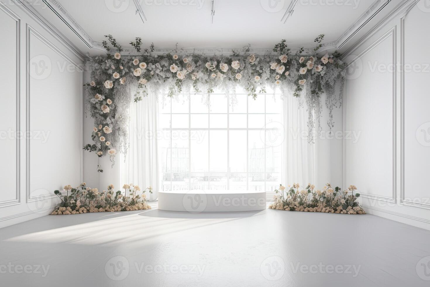 wedding backdrop aesthetic flower decoration indoor studio background photo