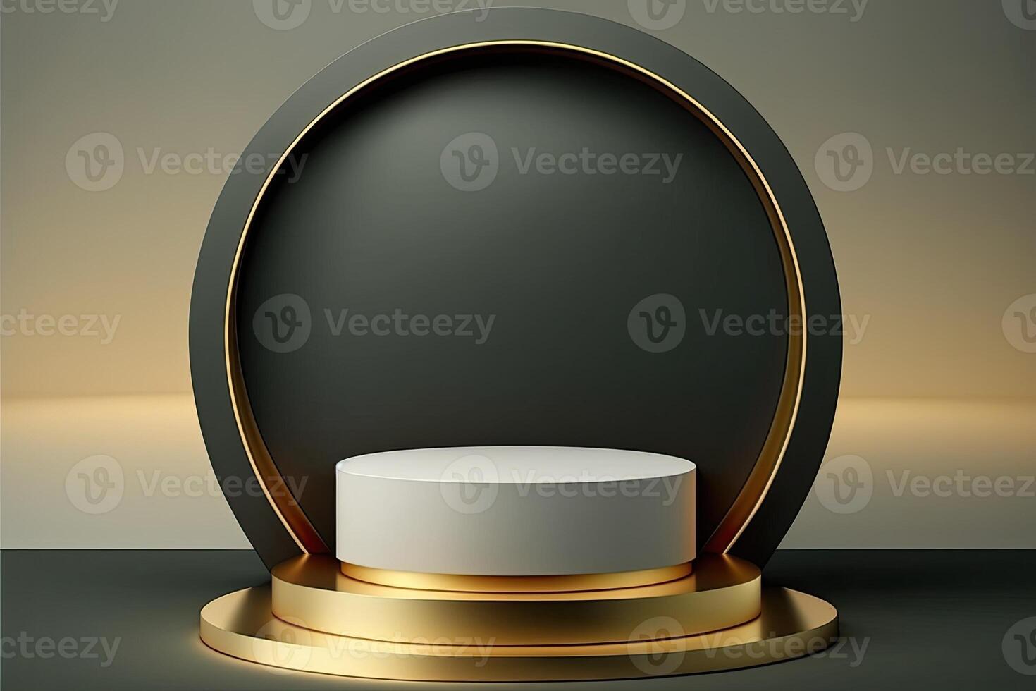 Circle podium stage platform luxury gold product placement display Made with photo