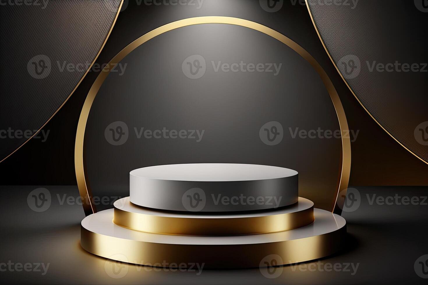 Circle podium stage platform luxury gold product placement display Made with photo