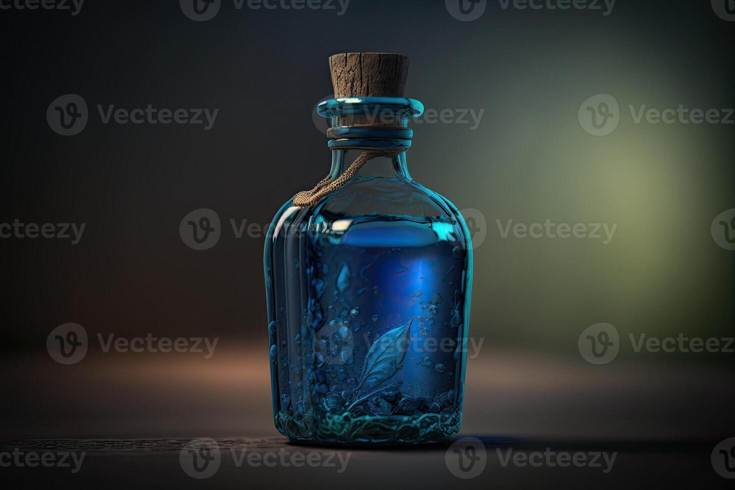 Blue potion magical liquid restore magic in a bottle Made with photo