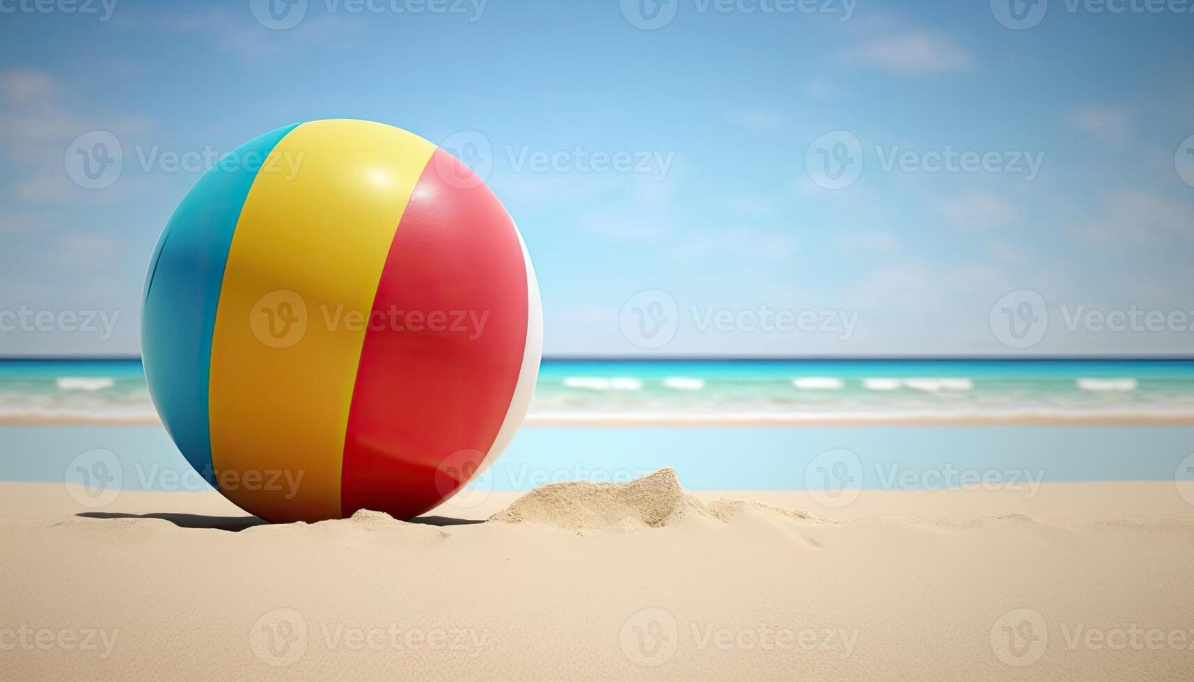 Beach holiday colorful beach ball in sunny day Made with photo