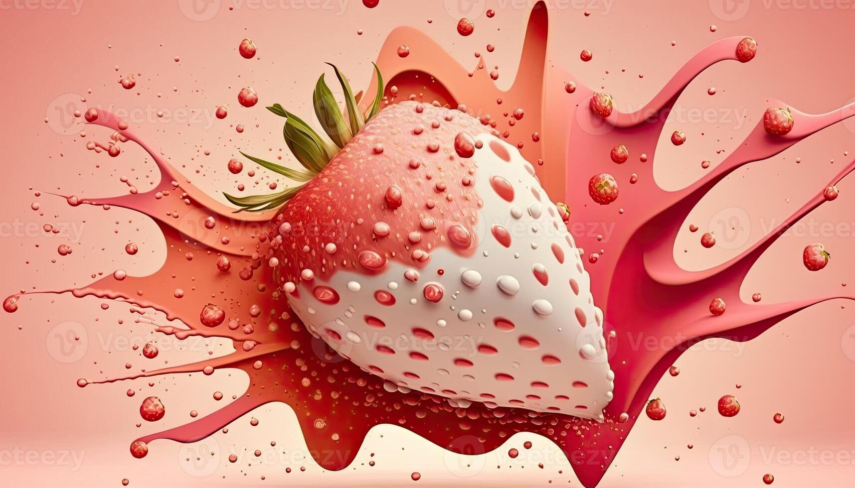 Strawberry splashed by milk advertisement assets Made With photo
