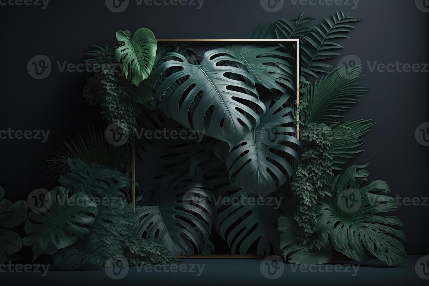 Monstera wallpaper frame background Made with photo