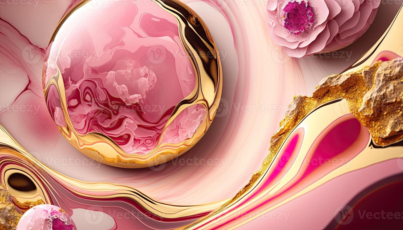 Pink and gold Marble stone swirl textured background wallpaper Made with photo