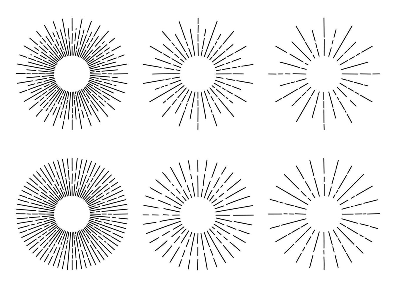 Hand drawn sun rays vector collection