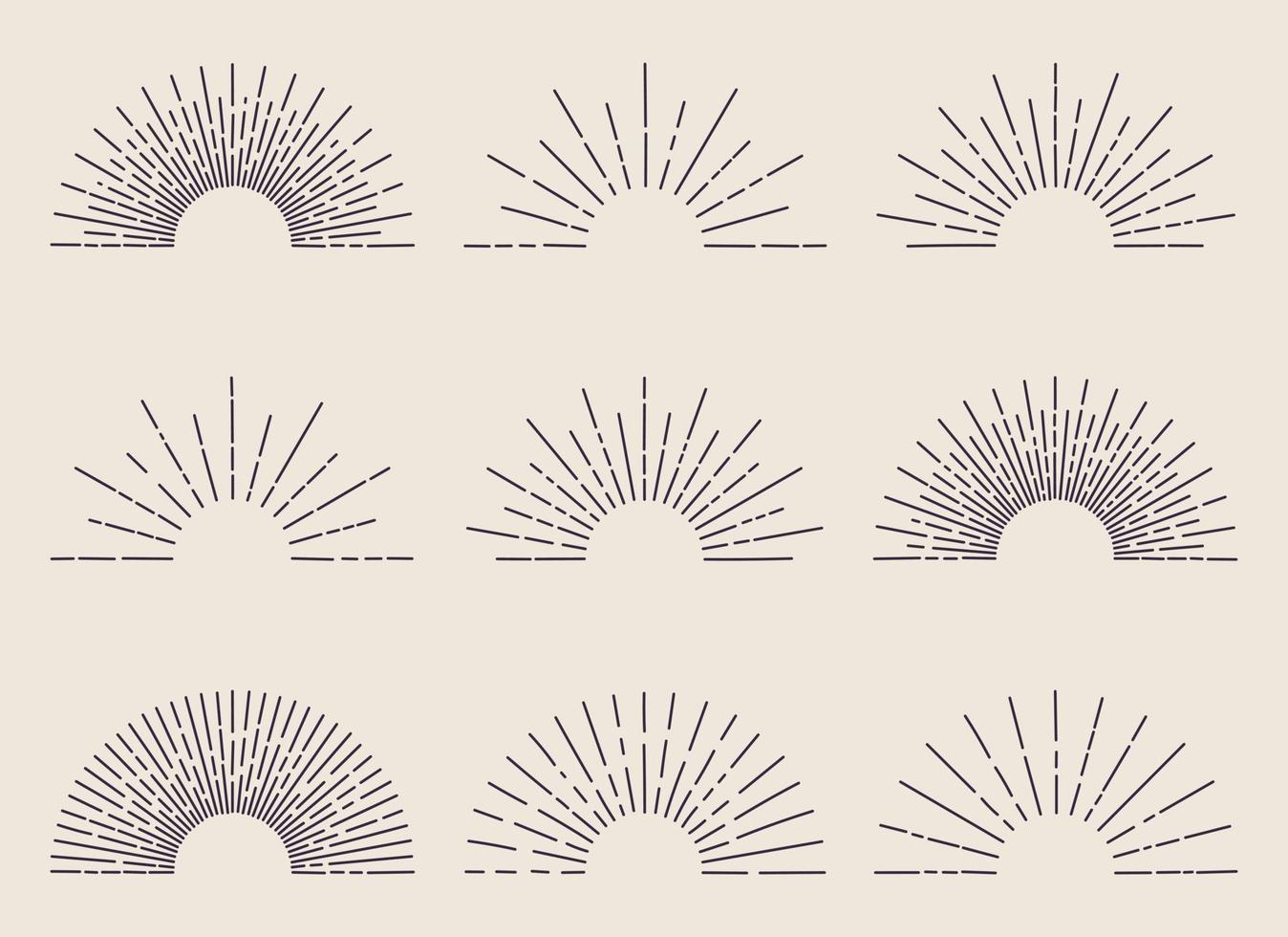 Hand drawn sunburst vector collection