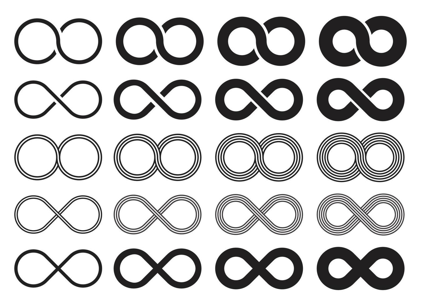 Infinity symbol collection vector illustration isolated on white