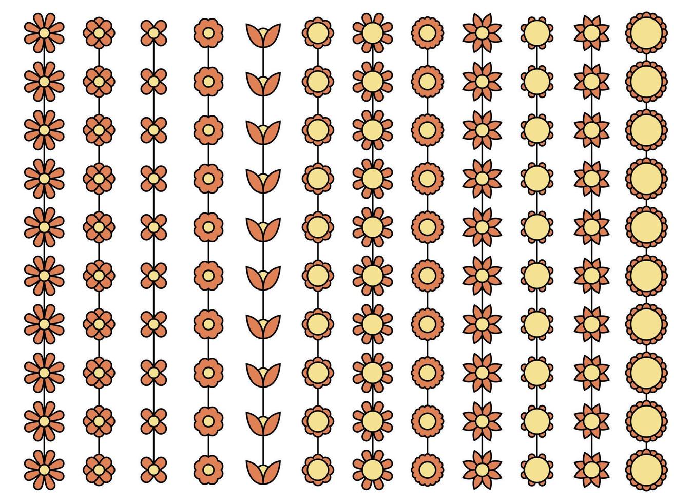 Outline flower vector set isolated on white