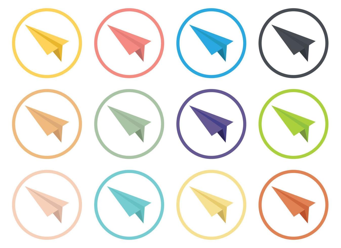 Paper plane icon collection vector illustration isolated on white