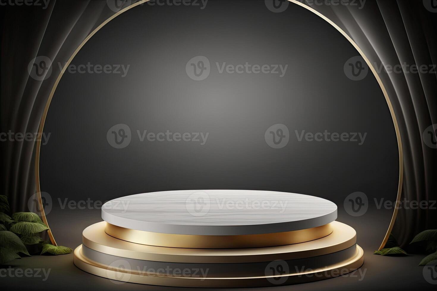 Circle round podium stage platform gold luxury product placement display Made with photo