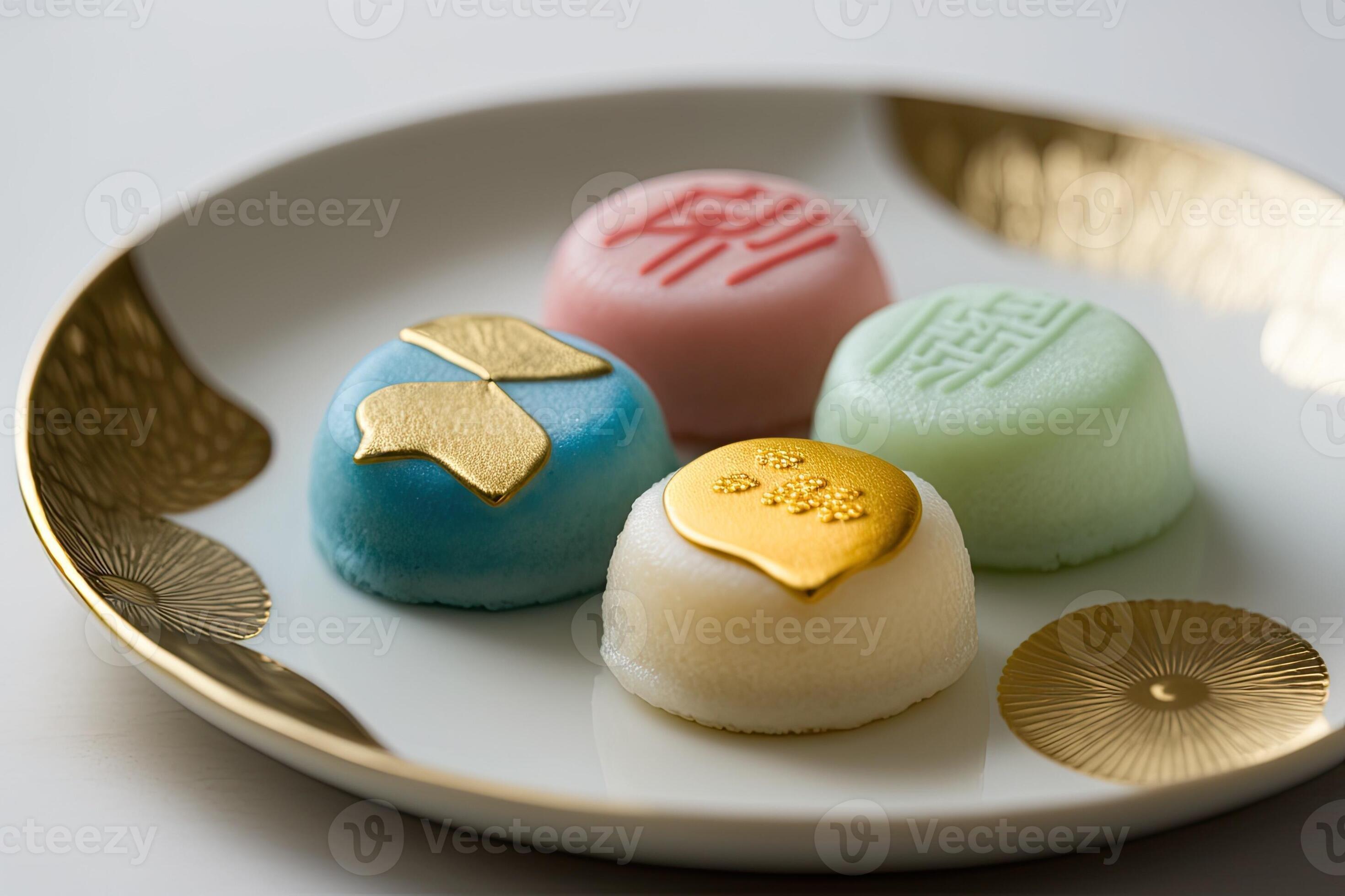 Wagashi japanese beautiful traditional snack sweet cake Made with