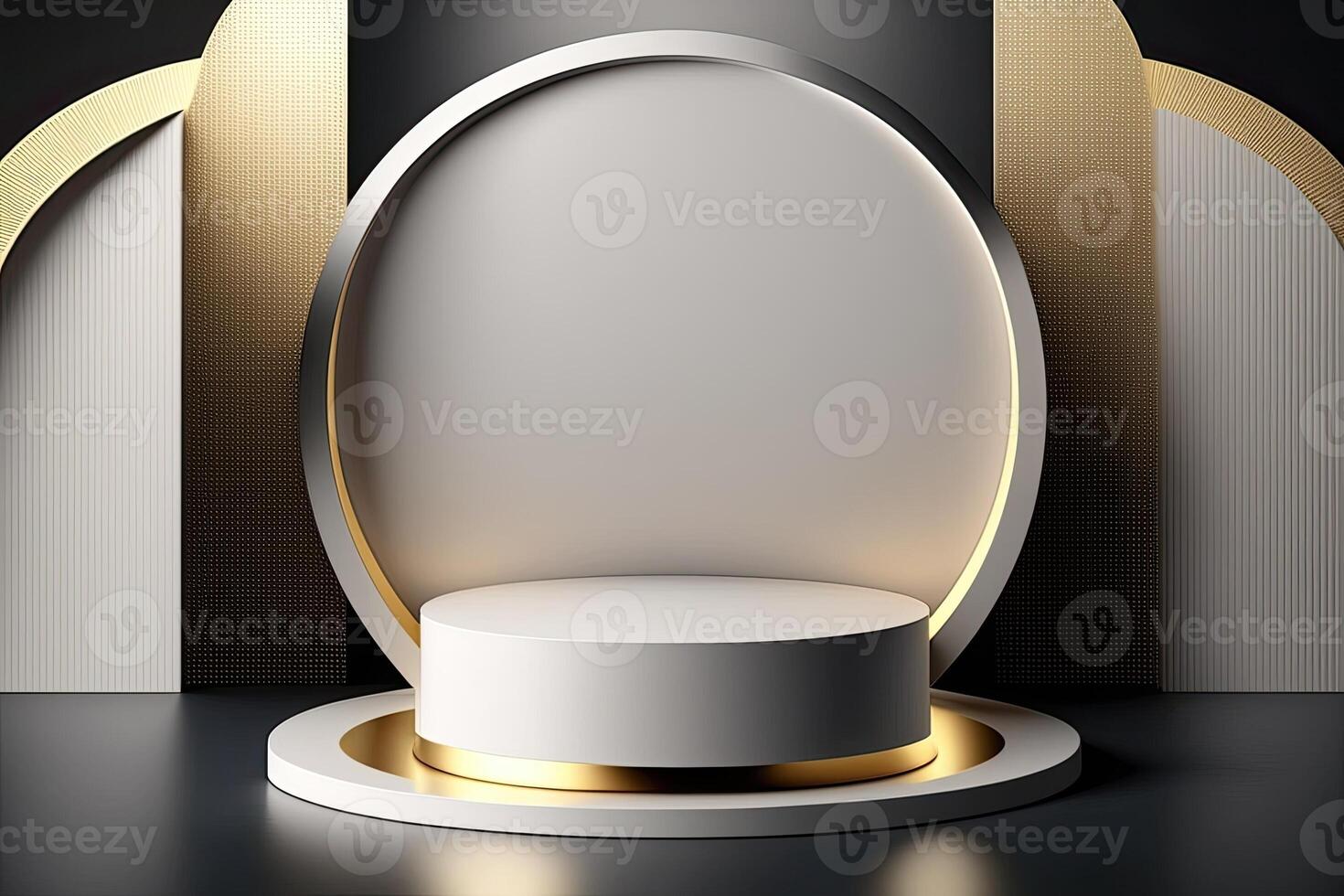 Circle round podium stage platform gold luxury product placement display Made with photo