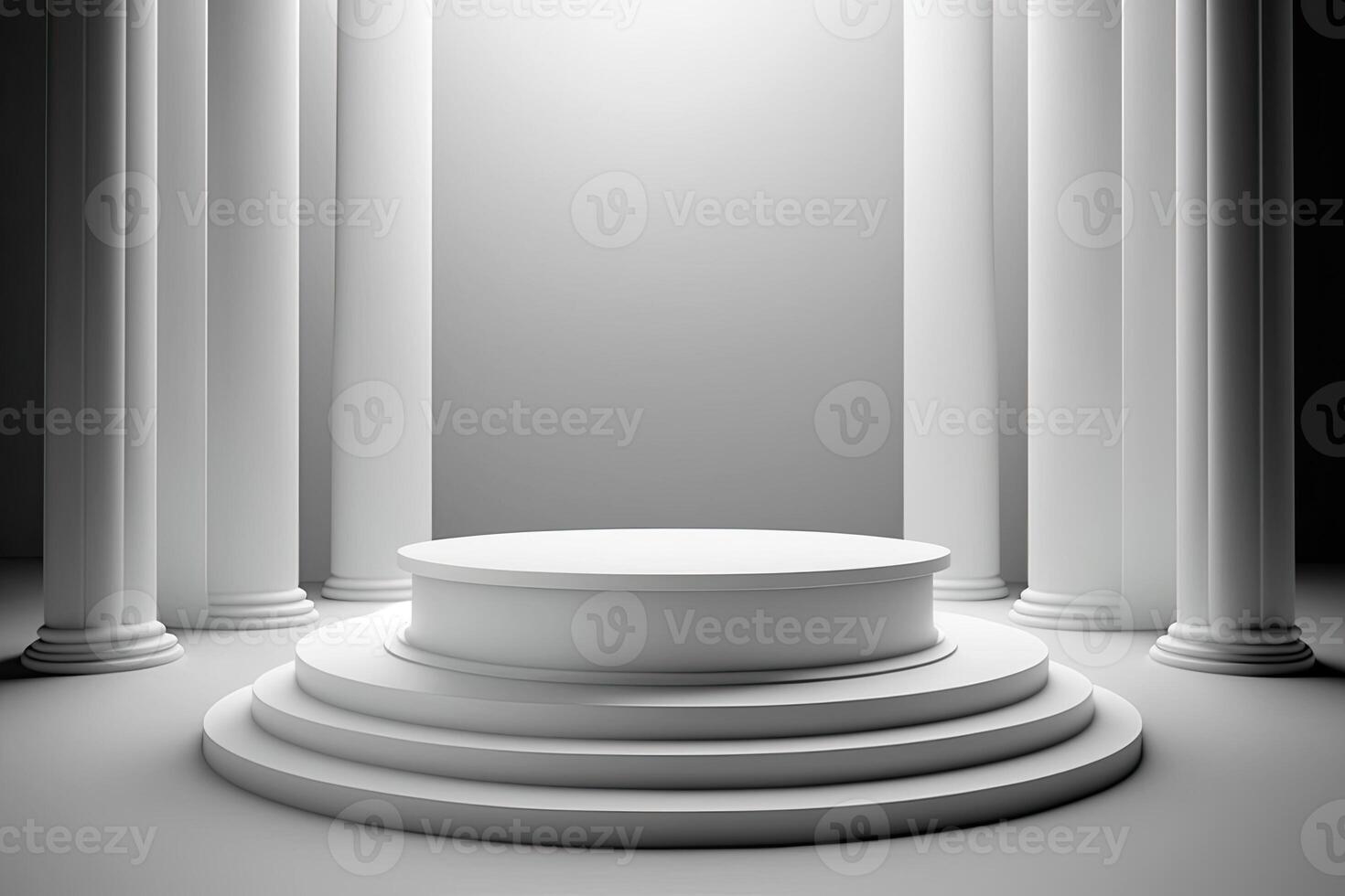 Round empty podium platform product display luxury white gray minimalist Made with photo