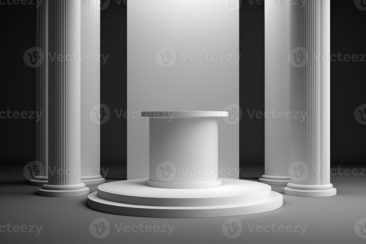 Round empty podium platform product display luxury white gray minimalist Made with photo