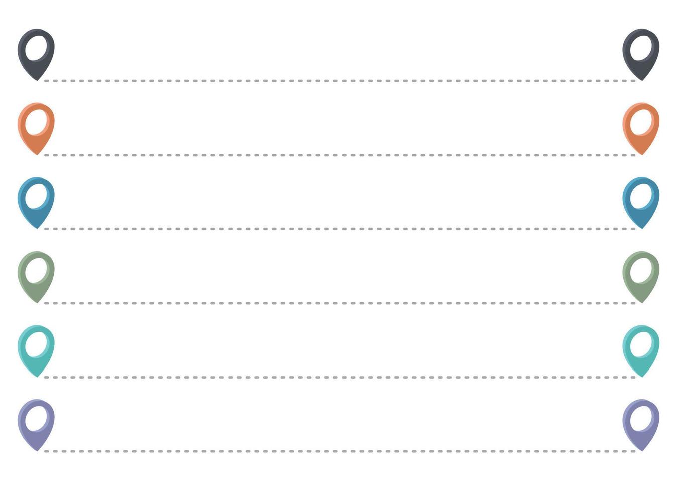 Route icon with pointer pin and dotted path vector set