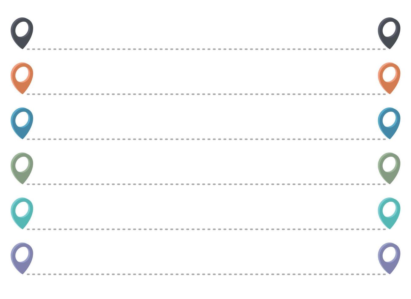 Route icon with pointer pin and dotted path vector set