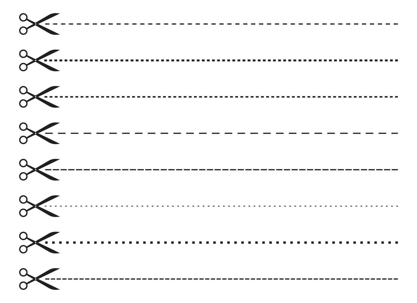 tijeras con cortar punteado línea vector ilustración colección