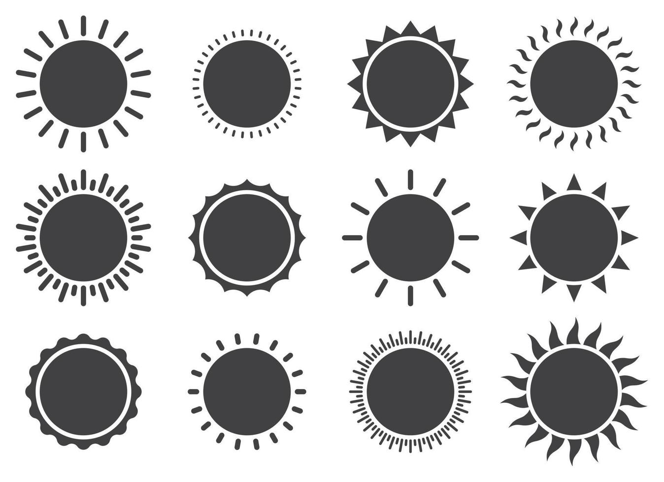 Sun icon collection vector illustration isolated on white