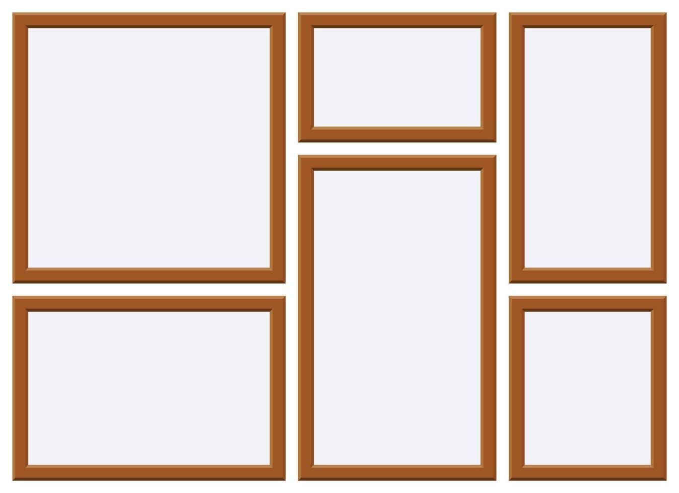 Wooden picture frame vector illustration isolated on white