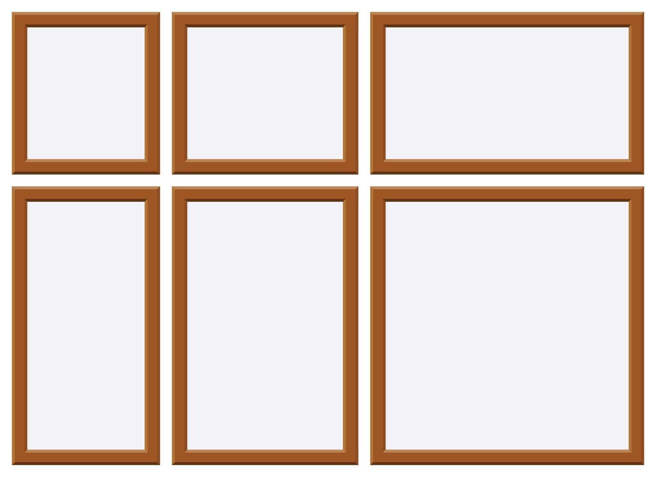 Wooden picture frame vector illustration isolated on white